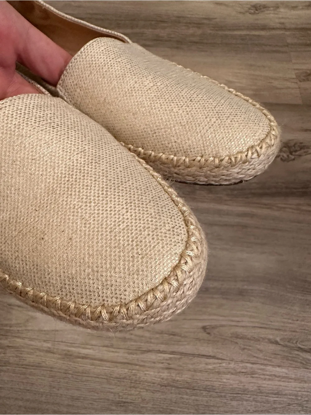 Sperry Gold Shimmer Espadrille Flats Women’s Slip On Jute Trim Casual